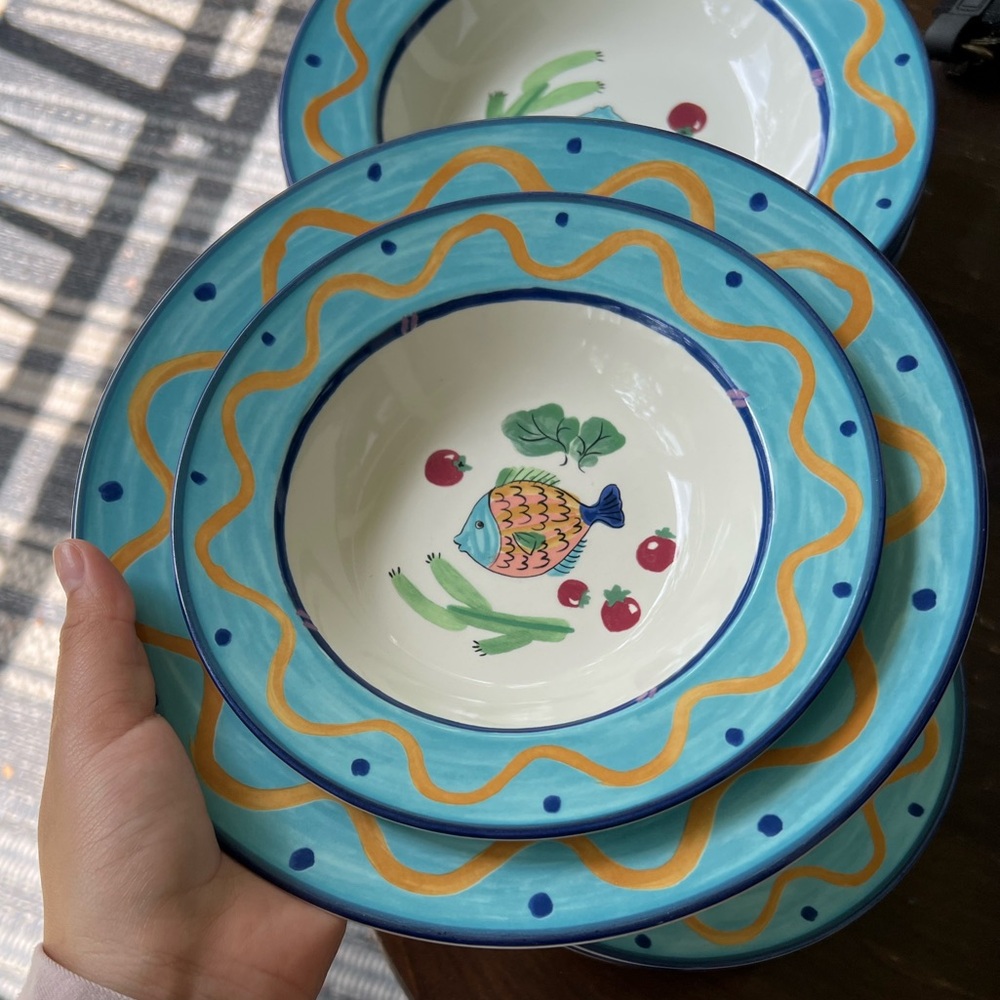 Colorful Fish Design Ceramic Bowls